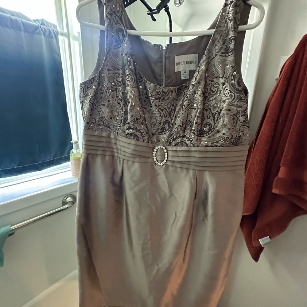 David's Bridal Metallic Paisley Dress